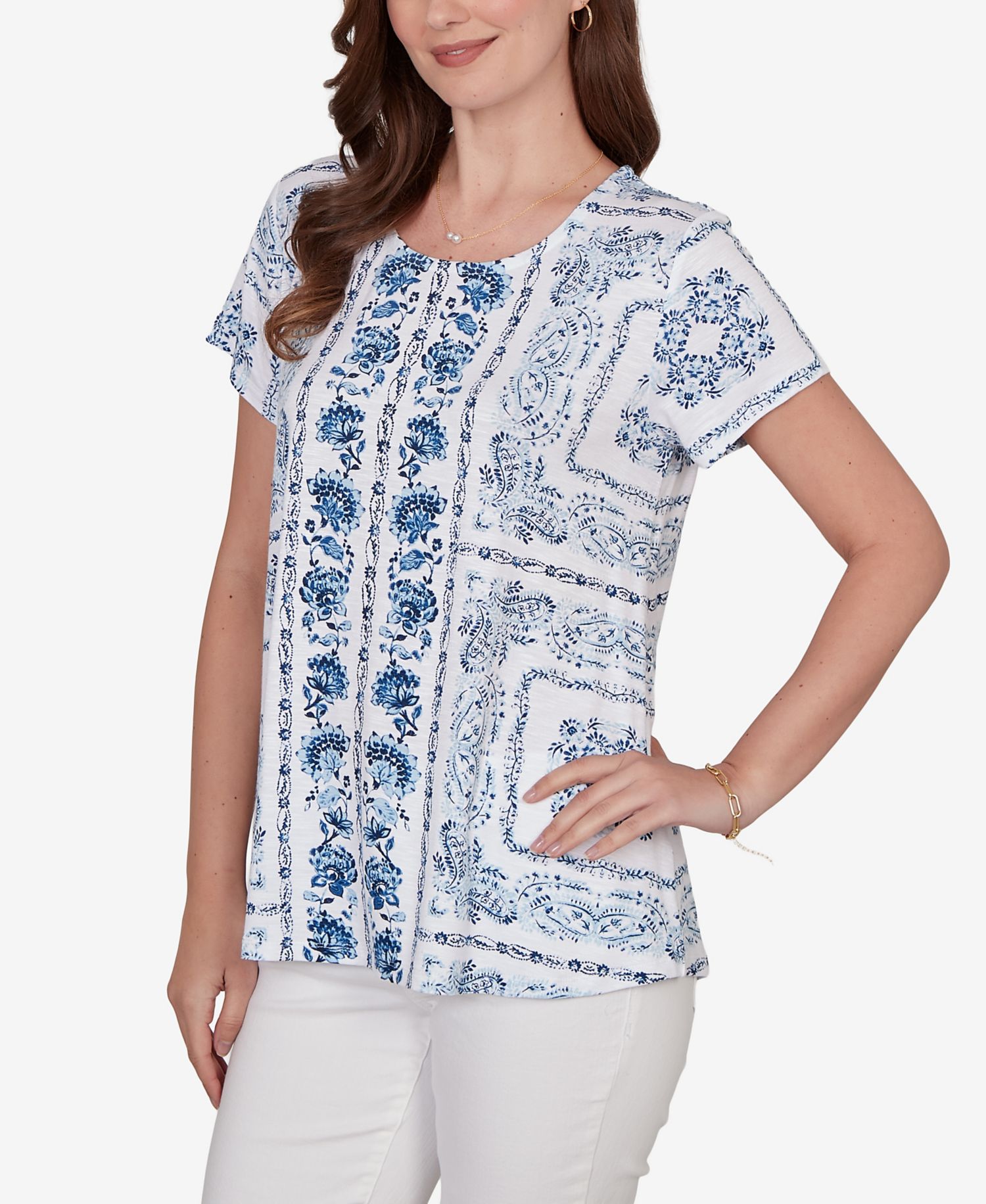 Petite Bandana Print Knit T-Shirt
