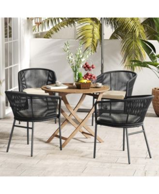 Set of 4 Cushioned Patio Dining Chairs with Curved Backrest and Armrests