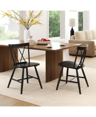 Set of 2 Farmhouse Kitchen Dining Chairs with Rubber Wood Frame