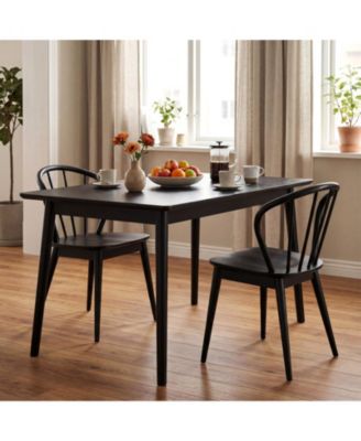 Set of 2 Windsor-Style Spindle-Back Dining Chairs with Wide Contoured Seat