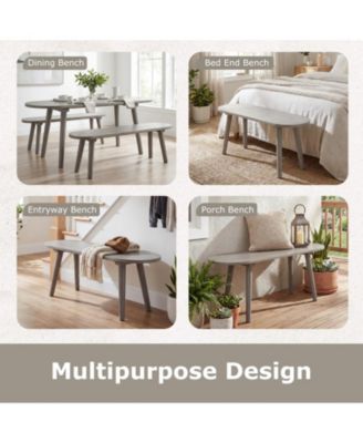 Solid Wood Farmhouse Dining Bench with Rubber Wood Legs