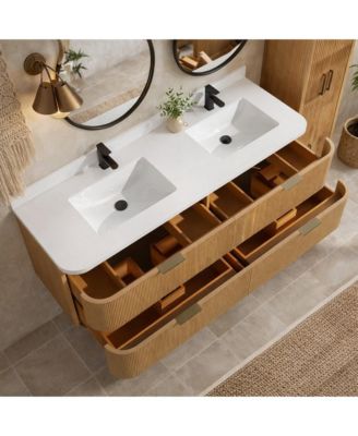 Chantal 60" Floating Bathroom Vanity Oak