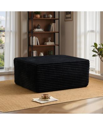37" Corduroy Ottoman, Upholstered Cloud Ottoman for Boneless Couch, Modular Sectional Sofa for Living Room, Memory Foam