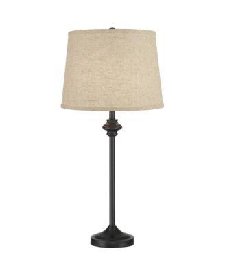 Lynn 26" Tall Skinny Buffet Modern Table Lamps Set of 2 Finish Metal Burlap Linen Shade Living Room Bedroom