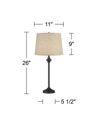 Lynn 26" Tall Skinny Buffet Modern Table Lamps Set of 2 Finish Metal Burlap Linen Shade Living Room Bedroom