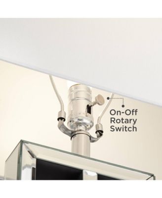 29" Tall Rectangular Modern End Table Lamp Mirrored Glass Finish Metal Living Room Bedroom