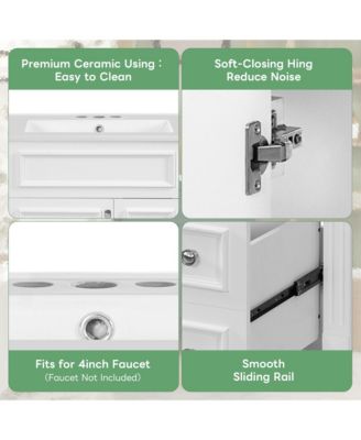 24" Bathroom Vanity with Ceramic Sink, Small Cabinet with 2 Drawers and Adjustable Shelf, Modern Design