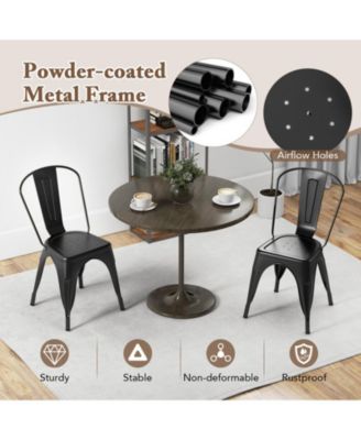 Set of 4 Metal Dining Chairs with Removable Backrest