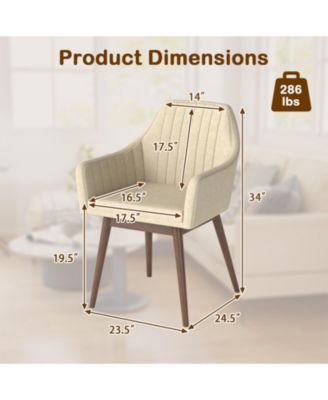 Set of 2 Upholstered Accent Dining Chairs with Padded Seat and Armrests