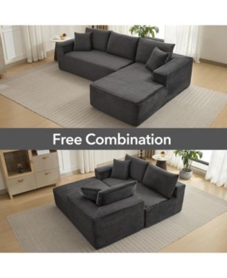 108" Cloud Sectional Sofa, L-Shaped Couch with Deep Seat, Corduroy