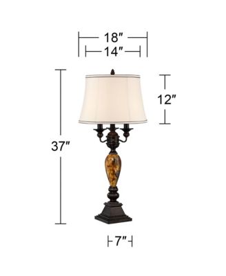 Traditional Table Lamp with USB Dimmer Cord 37" Tall