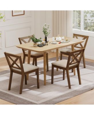 Set of 2 Modern Farmhouse Dining Chairs with Upholstered Linen Seat and X-Back