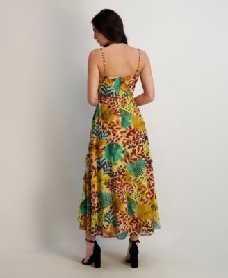 Women's Printed Chiffon V-Neck Dress