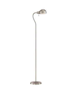Modern Task Floor Lamp with USB Charging Port 61" Tall Satin Nickel Adjustable Gooseneck Arm for Living Room Reading