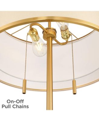 Granview Mid Century Modern 66" Tall Standing Floor Lamp with Glass Table USB Port Gold Metal Warm Brass Finish