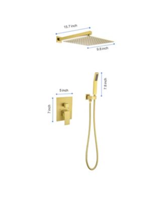 Wall Mount Rainfall Shower Head, 10-Inch Stainless Steel Rain Shower System with Adjustable Angle