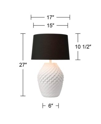 Simon 27" Tall Modern 3-Way Table Lamp Textured Geometric Pattern Finish Living Room Bedroom