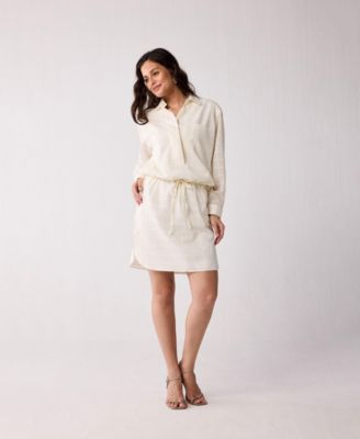 Women's Oversized Shirt Dress with Drawstring