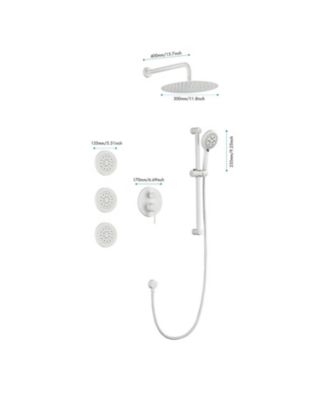 Complete Shower System with Rainfall Shower Head, Hand Shower, Slide Bar, 3 Bodysprays, Valve Trim and Lever Handles