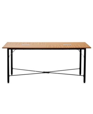 6 feet Rectangle Conference Table for 6-8 Person, Modern Office Meeting Desk with Metal Legs.