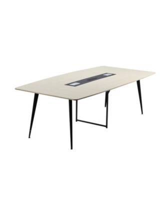 8 ft Boat Shaped Conference Table for 10 Person with Charge Station, Modern Office Meeting Desk
