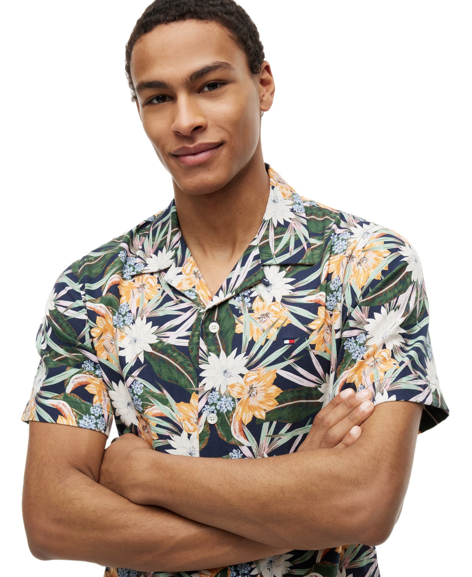 Men's Camp Collar Floral Short-Sleeve Shirt