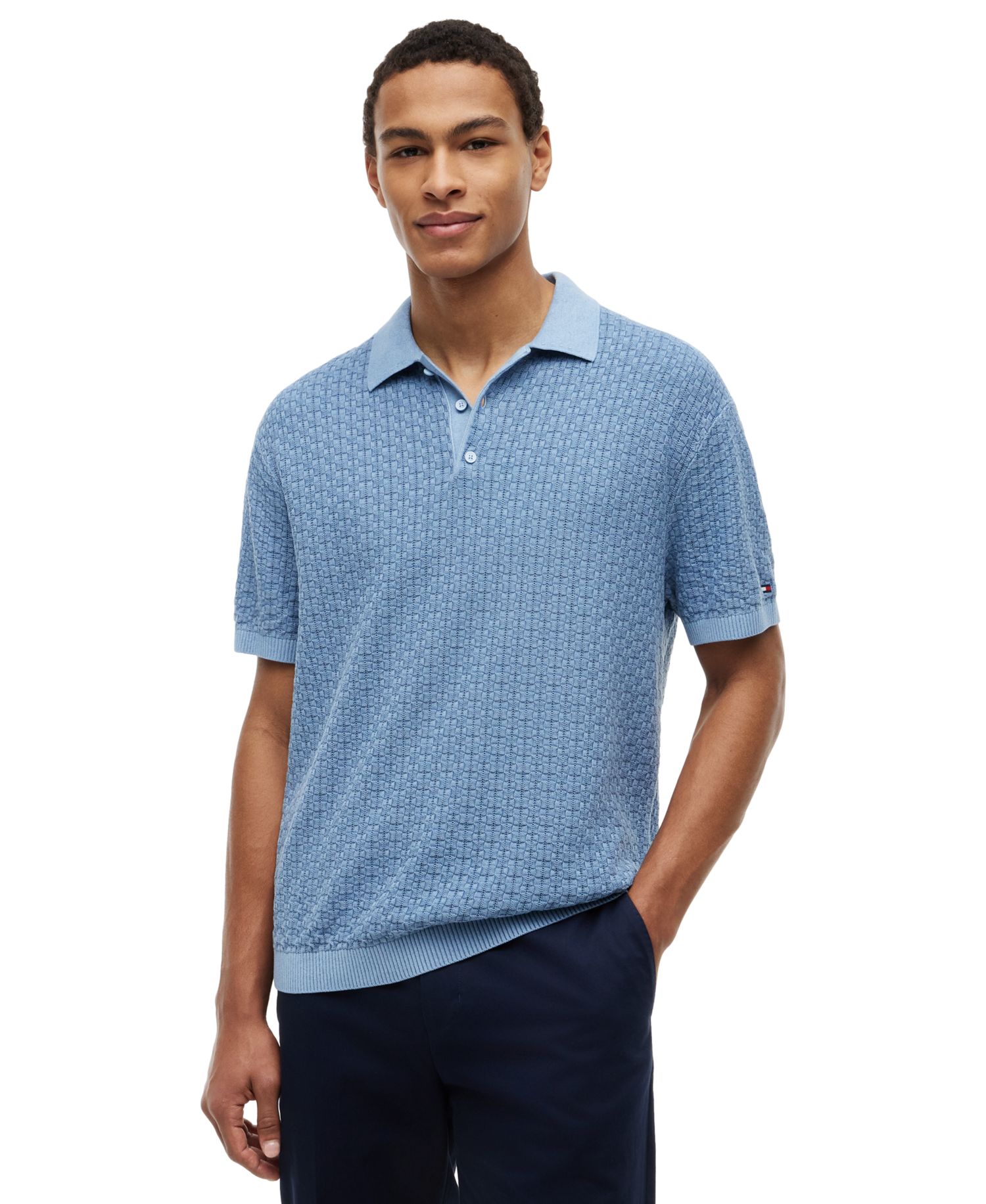Men's Textured Sweater Polo