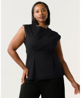 Plus Size Hallie High-Neck Sleeveless Peplum Top
