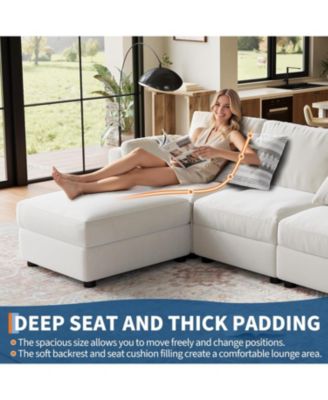 Modular Sectional Sofa L-Shaped Couch with Movable Ottoman- Convertible Chenille Sofa