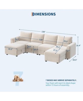Modular Sectional Sofa-Cloud Sectional Couches- Couch Sectional with Large Storage and Ottoman for Living Room, L-Shape