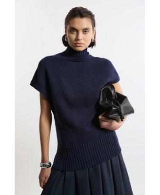 Women's High Neck Knitted Tunic Top