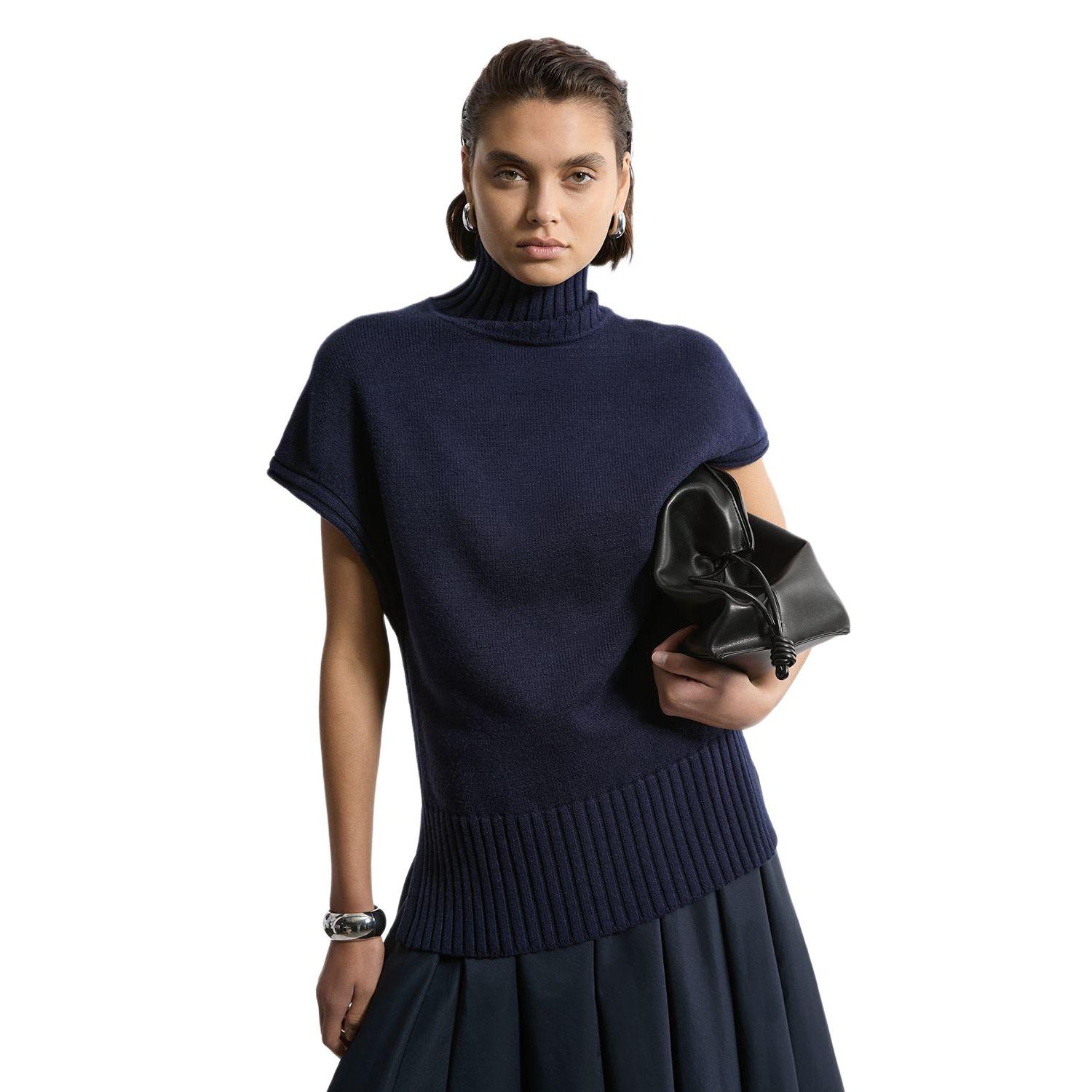 Women's High Neck Knitted Tunic Top