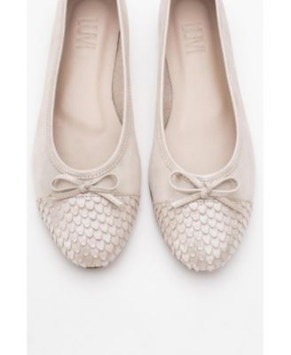 Forever and Always Women's Shoes Copos Leather Bow Cap Toe Ballet Flat