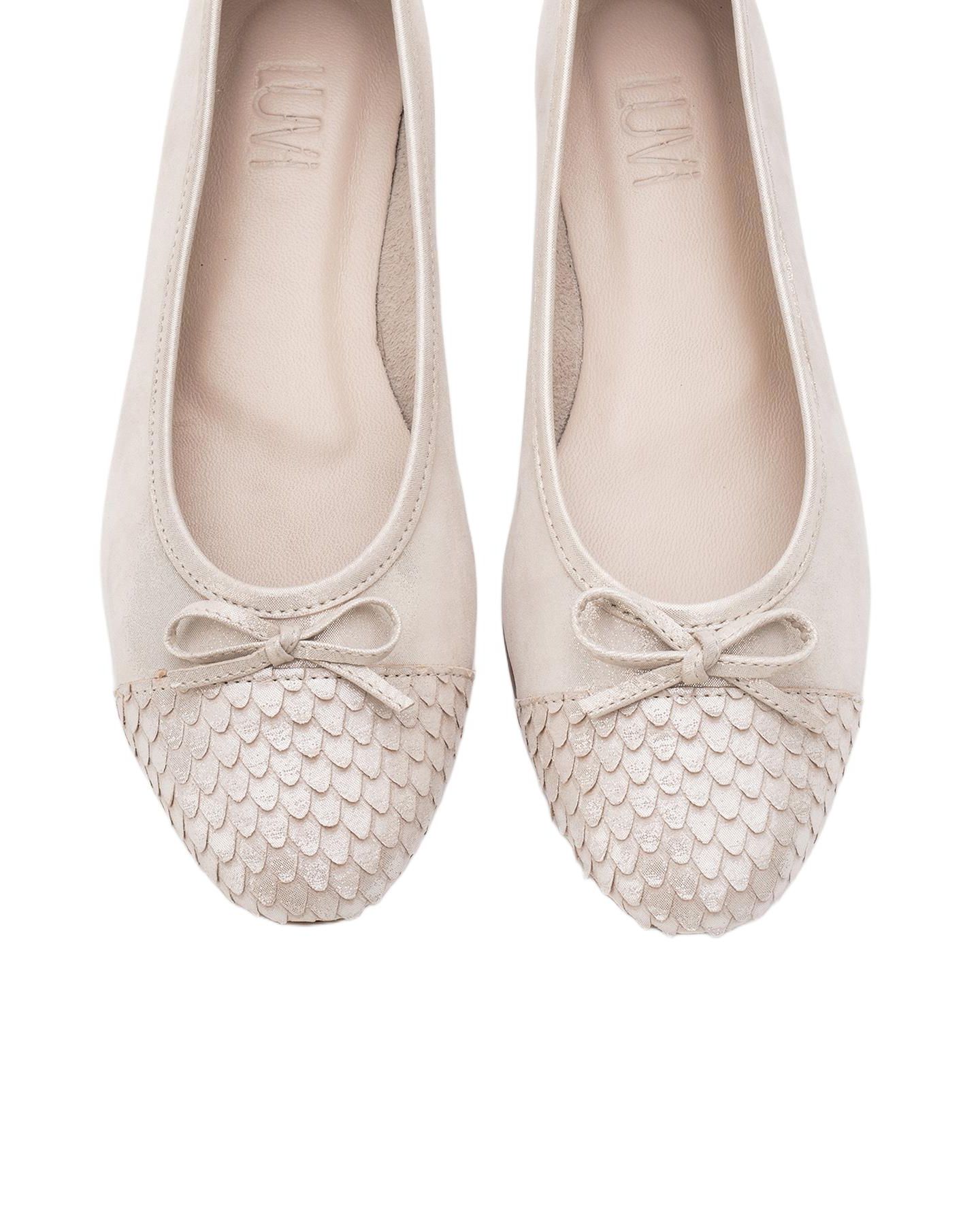Женские кожаные балетки Forever & Always Shoes Copos с бантом и закрытым носом, цвет: Бежевый — фото 2