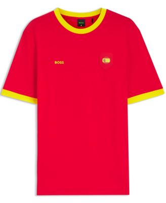 BOSS by Men's Stretch-Cotton Spain Country Flag Logo T-Shirt