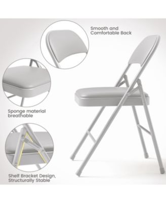 Folding Chairs 4 Pack With Padded Cushion and Back,Foldable Chair With Metal Frame Hold Up to 350 Pounds,Portable Folding Chair Suitable