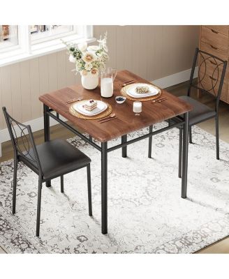 Dining Table Set for 2, Small Kitchen Table with Upholstered Chairs, Farmhouse Wood Dining Table Chairs for Kitchen Room, Small Spaces
