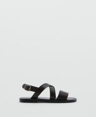 Men's Crossed Straps Leather Sandals