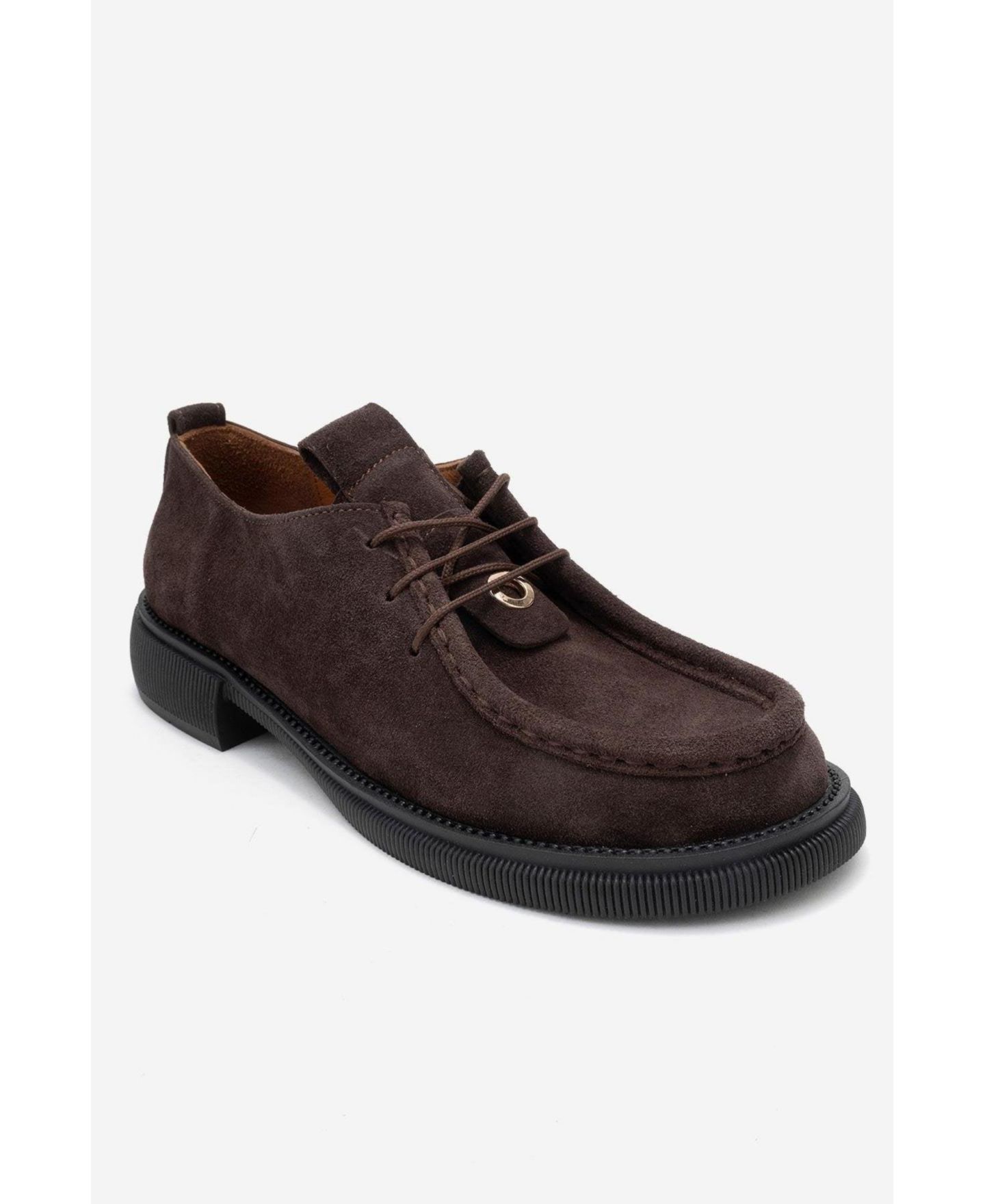 Женские кожаные лоферы Forever & Always Shoes Band на шнуровке, цвет: Коричневый замшевый — фото 1