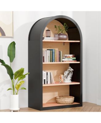 43" Arched Bookshelf - 4 Tiers Bookcase with Storage Shelves for Living Room, Home Office