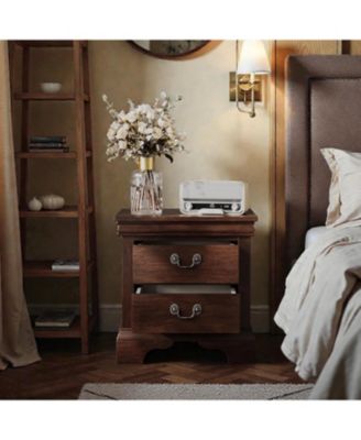 Timeless Classic Wooden Nightstand Cherry Finish Traditional Bedroom Storage Furniture with Drawers
