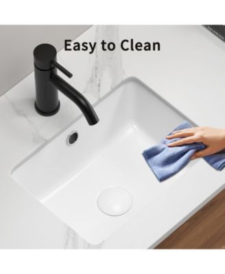 16 Inch Rectangle Undermount Bathroom Sink Under Counter Vanity Sink Opening Size White Porcelain Basin Sink Para Banos