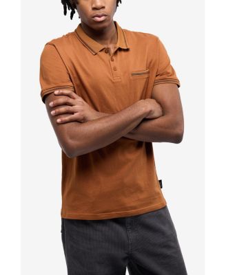 CULTURA Men's Short Sleeves Cotton Polo With Jaquard Rib And Chest Rib Pocket