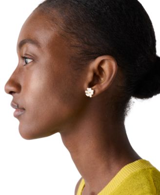 Cubic Zirconia Golden Bloom Flower Stud Earrings