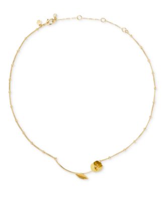 Golden Bloom Cubic Zirconia Bar Pendant Necklace