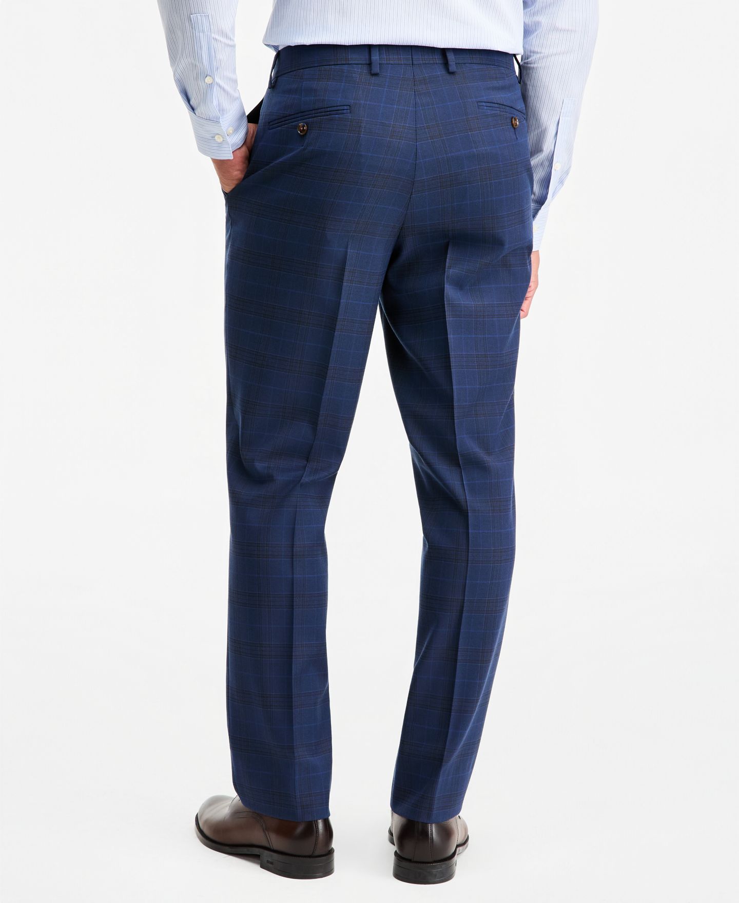 Мужские брюки Tayion Collection Classic-Fit Blue & Red Plaid Suit Separate, цвет: Синий красный — фото 4