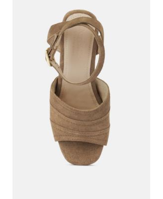 MON-BEAU Women Fine Suede Block Heeled Sandal