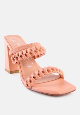 Womens Arnie Dual Braided Strap Block Heel Sandals