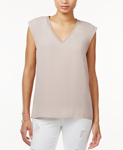 Bar III V-Neck Cap-Sleeve Top, Only at Macy's