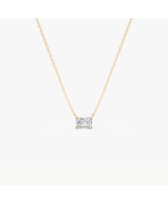 Valentina Moissanite  Emerald Cut Pendant Necklace in Gold Vermeil